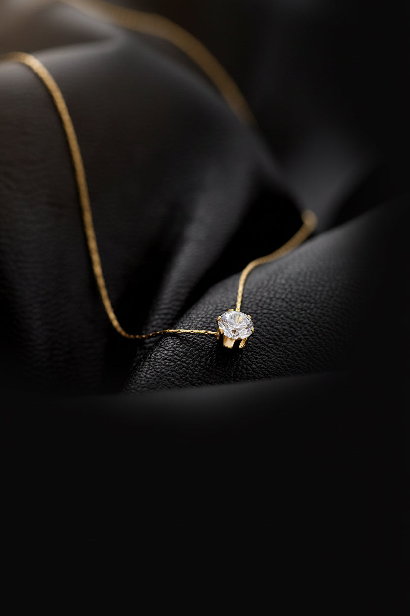 Single Diamond Pendant Necklace