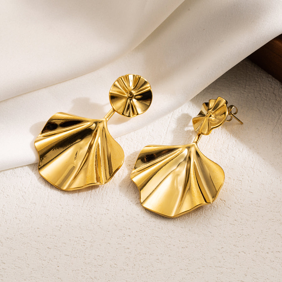 Flower Ginkgo Drop Earrings