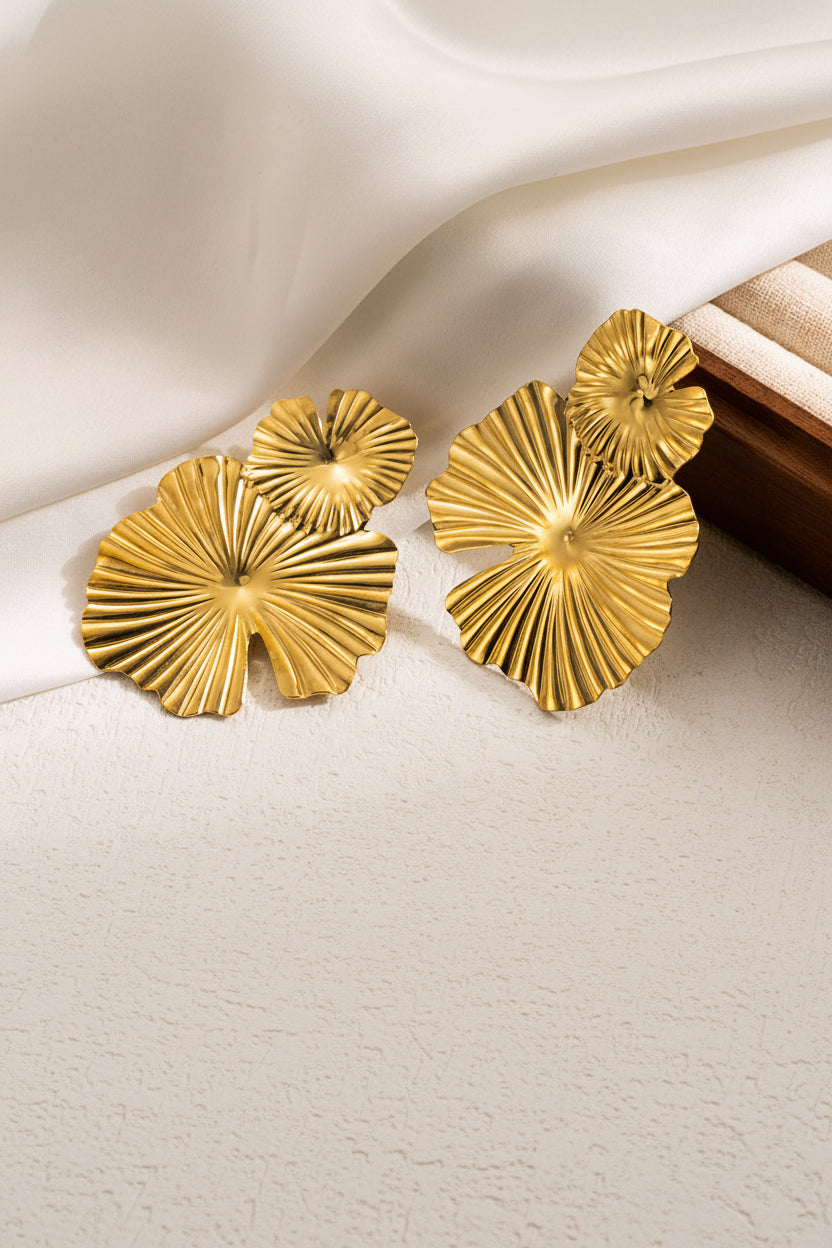 Double Flower Drop Earrings