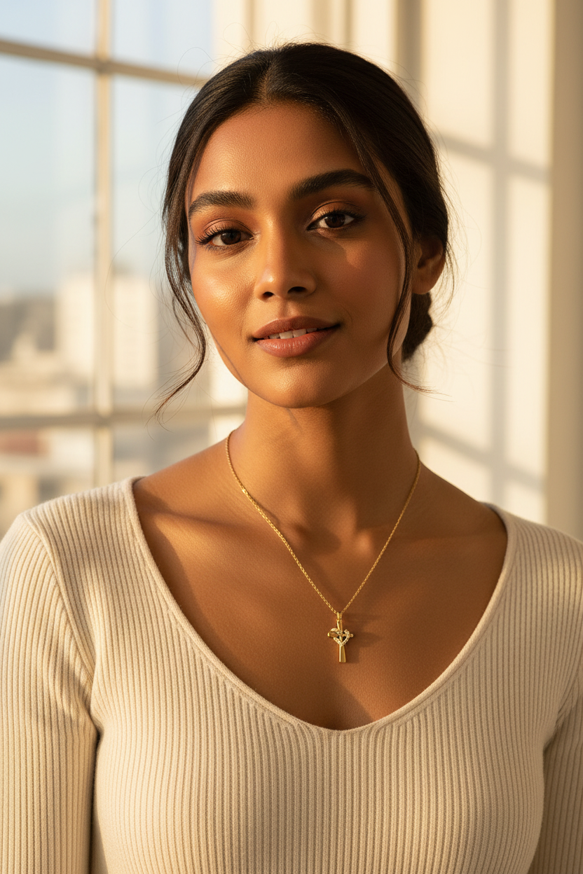 Cross Heart Pendant Necklace