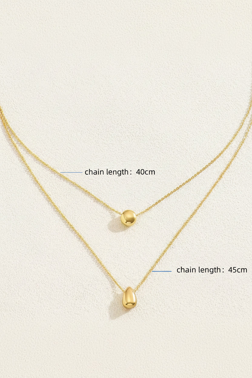 Water Droplets Double Layerd Necklace