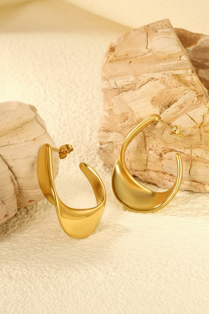 C Shape Stud Earrings