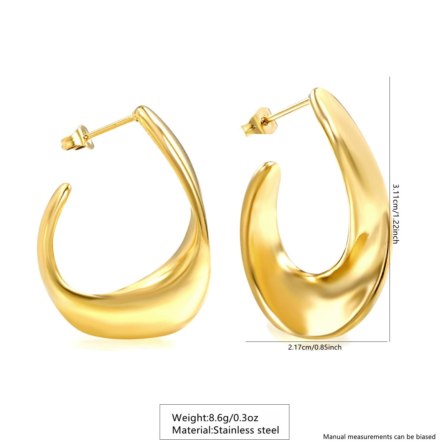 C Shape Stud Earrings