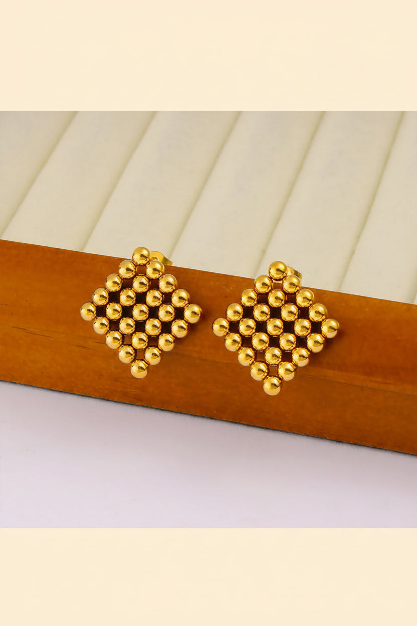 Dotted Square Stud Earrings