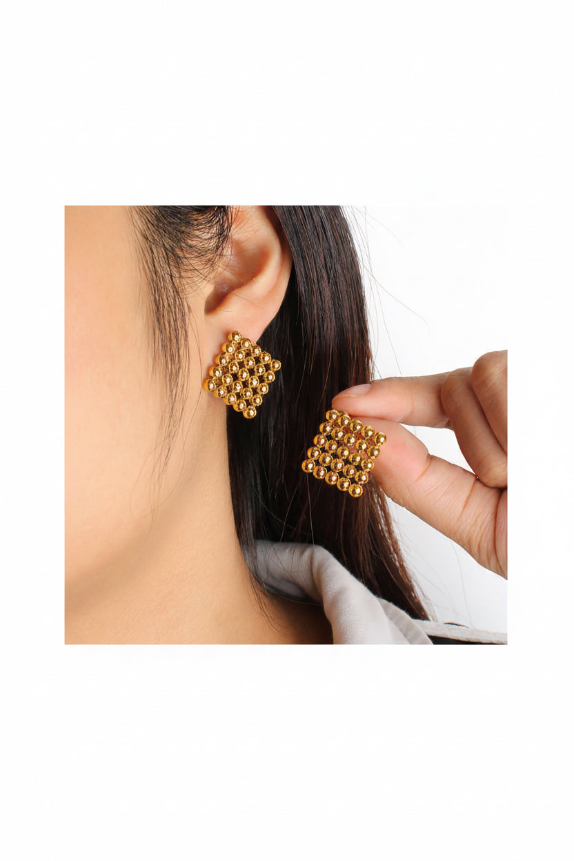 Dotted Square Stud Earrings