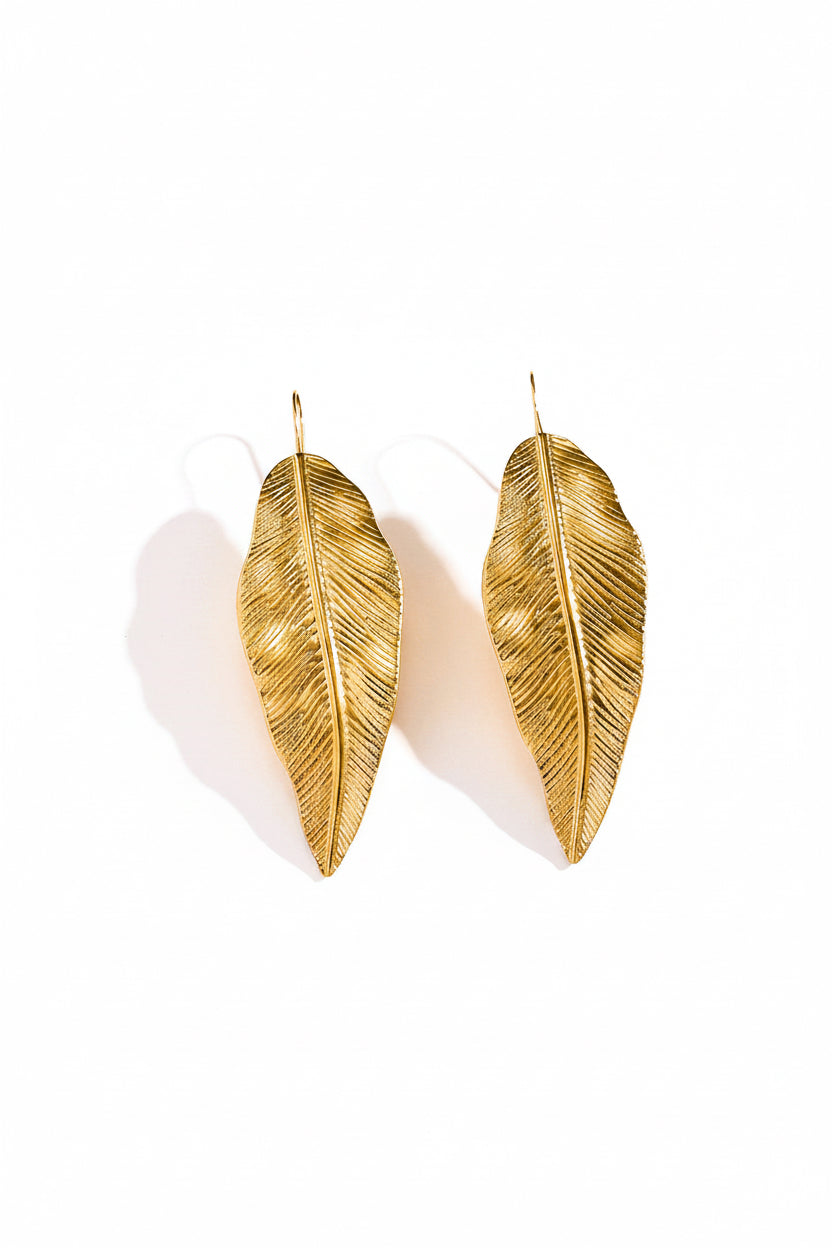 Long Leaf Hook Earrings