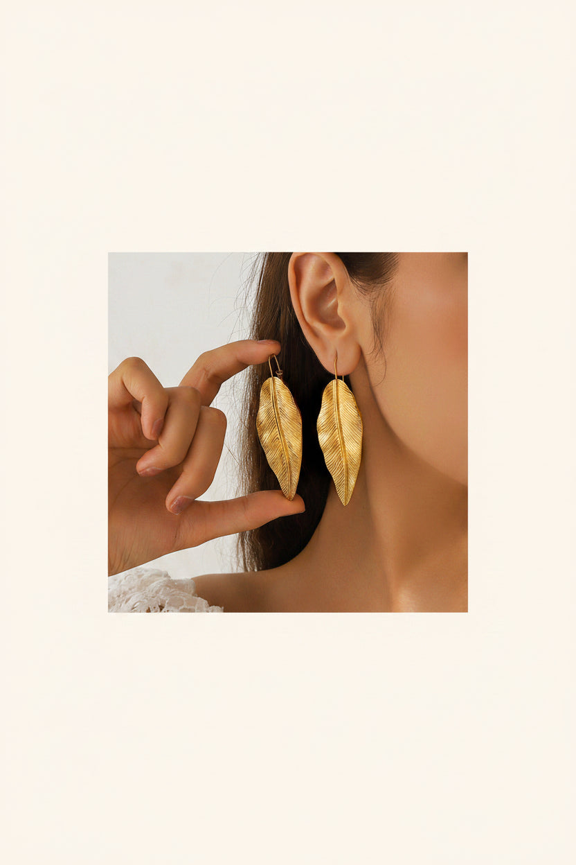 Long Leaf Hook Earrings
