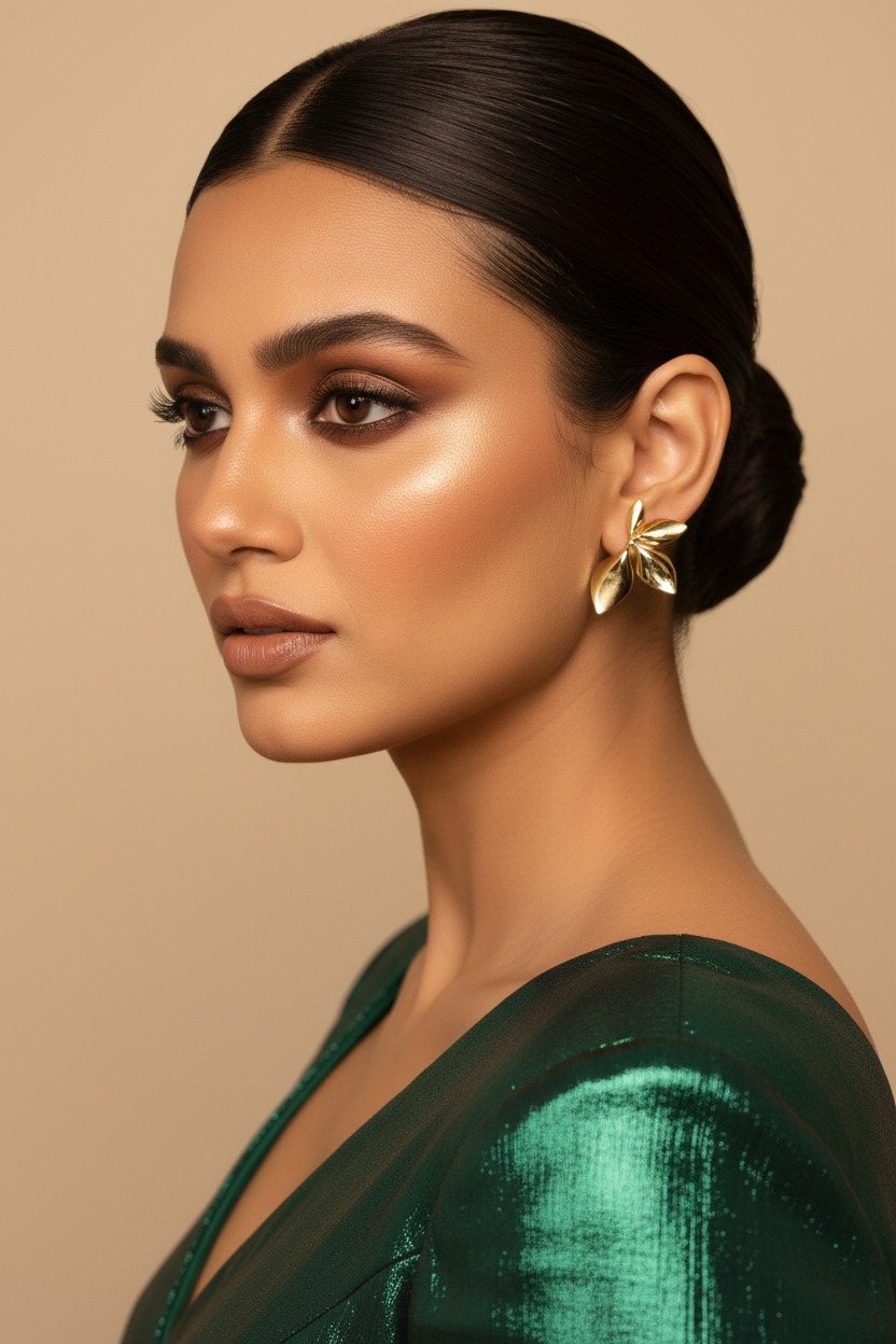 Half Flower Stud Earrings
