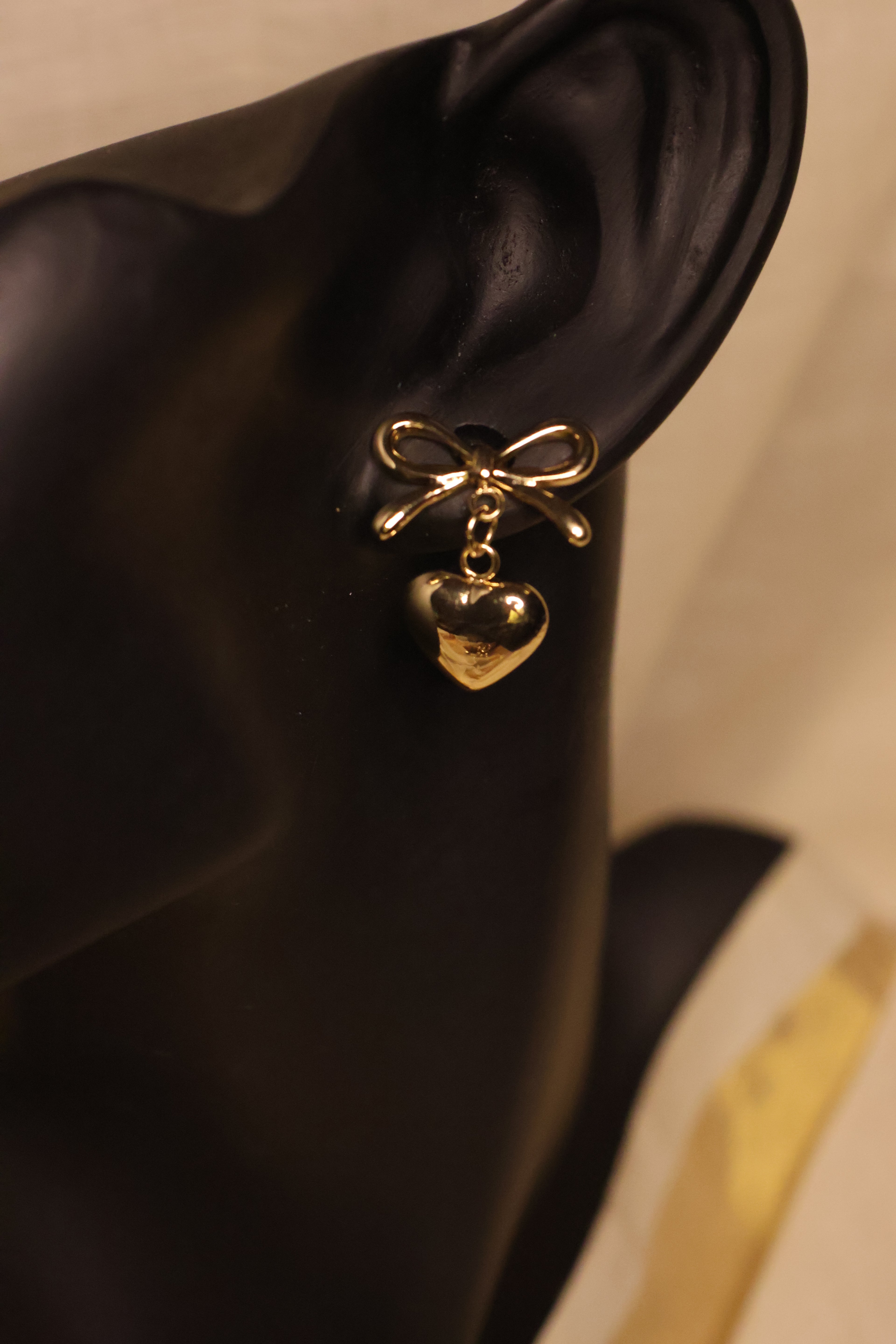 Heart Bow Knot Drop Earrings
