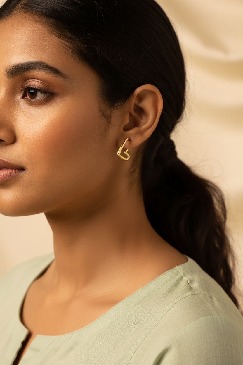 Half Heart Hoop Earrings