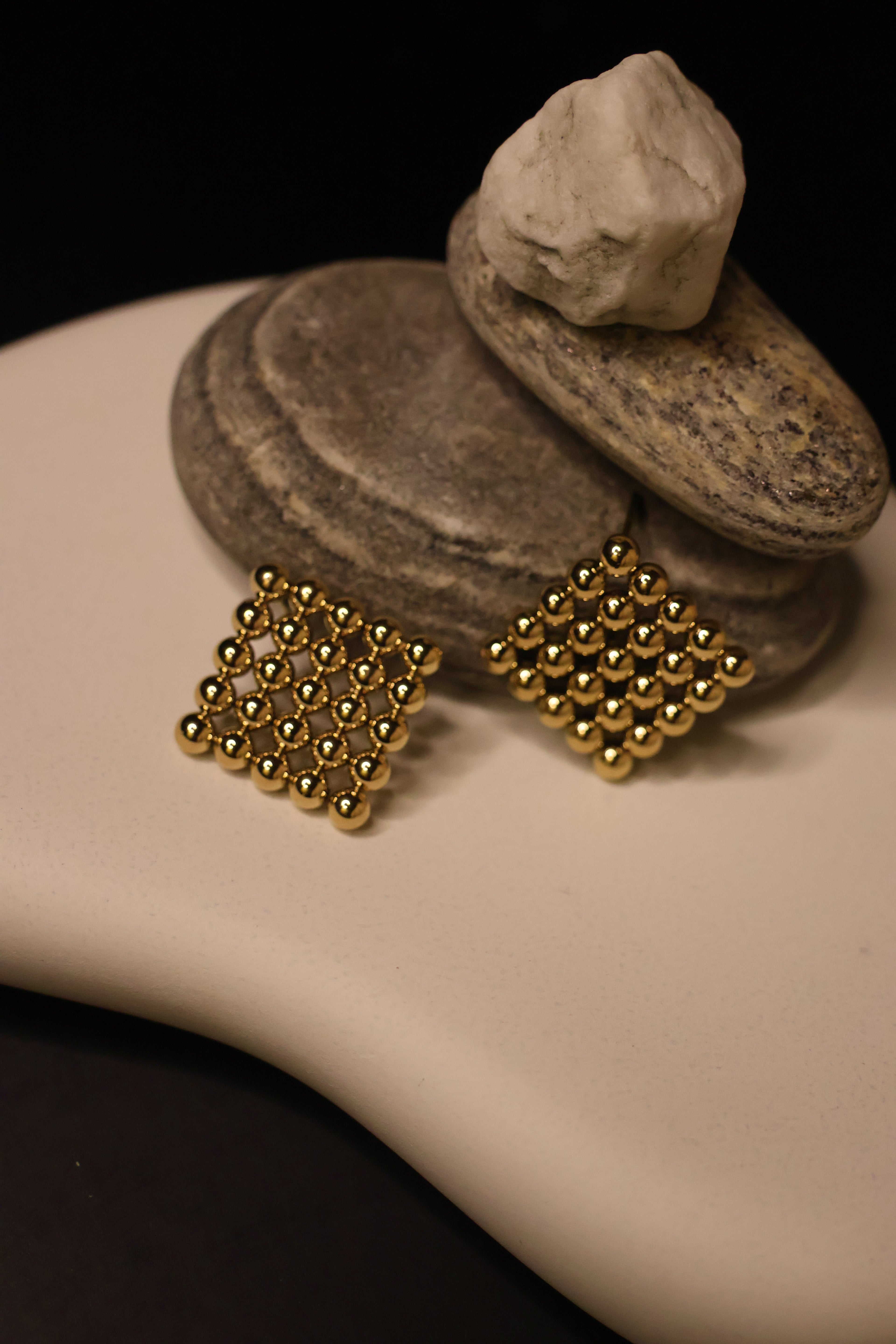 Dotted Square Stud Earrings