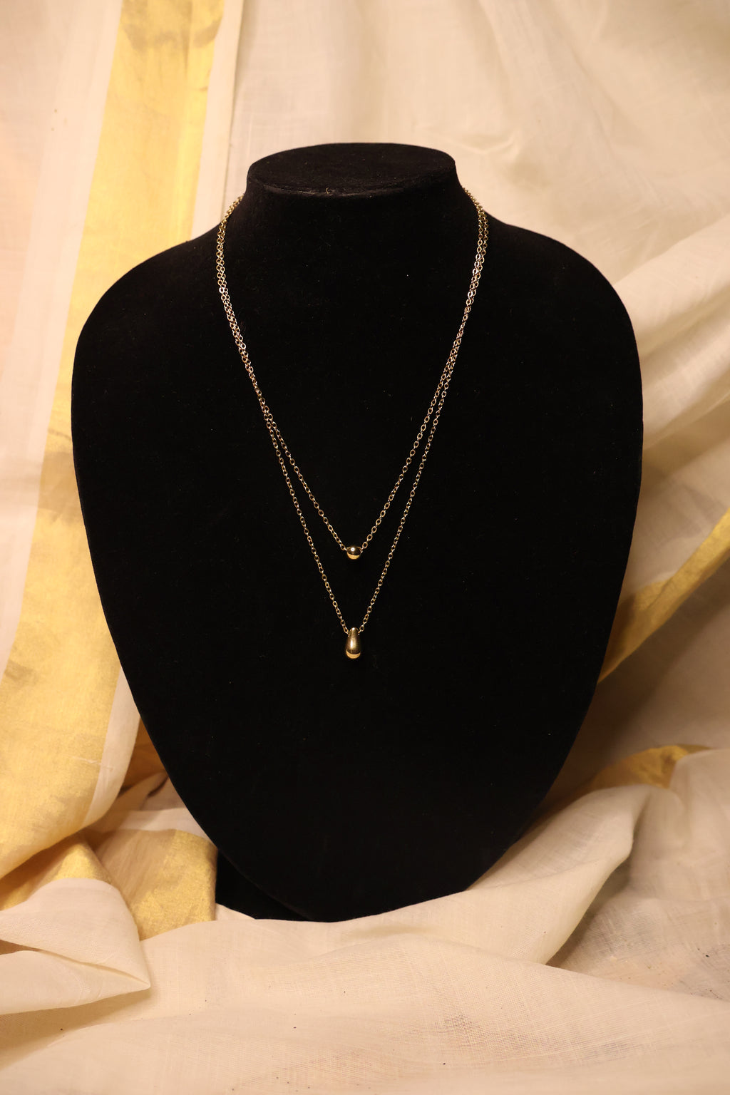 Water Droplets Double Layerd Necklace